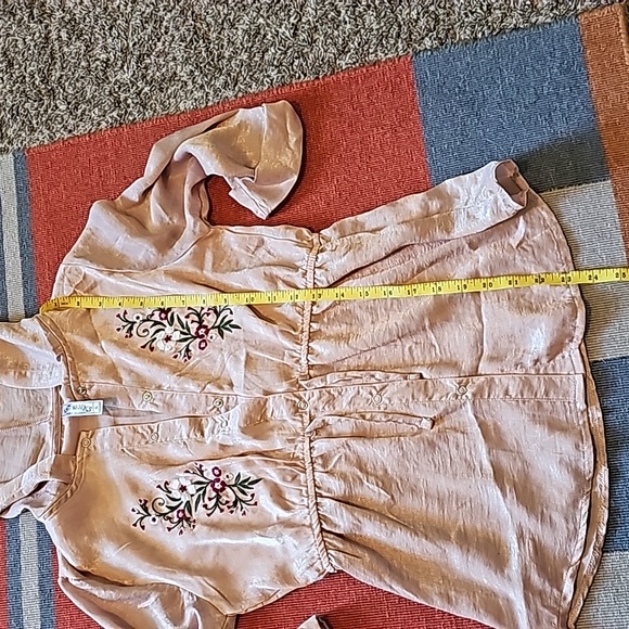 STUNNING KNITWORKS SILKY CINCH WAIST EMBROIDED SHIRT/ JACKET WITH HOOD - Picture 6 of 10